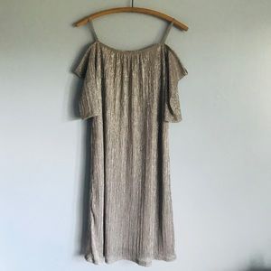 R&M Richards Gold Off Shoulder Dress